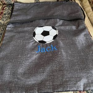 Thirty One Cinch Sac Bag personalized with name Jack and soccer ball
